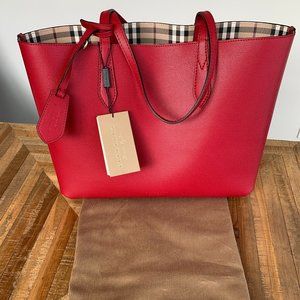 Red Burberry Tote Bag